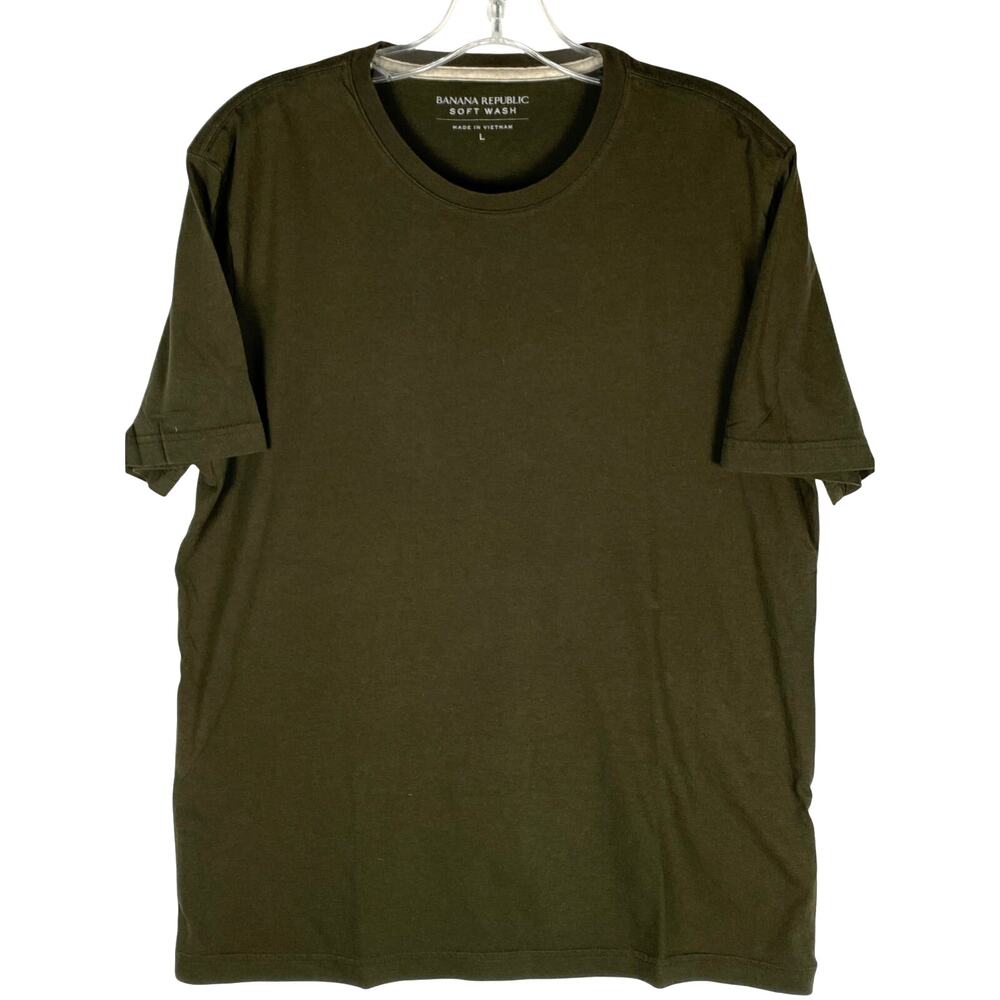 Banana Republic Soft Wash Crew Neck T Shirt Men L Olive Green Minimalist Capsule